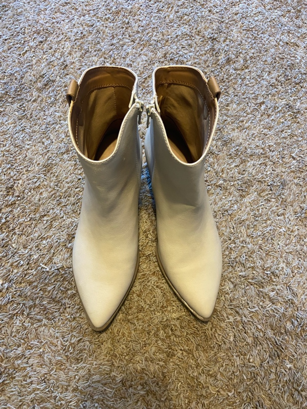 Women's White Pointed-Toe Ankle Boots